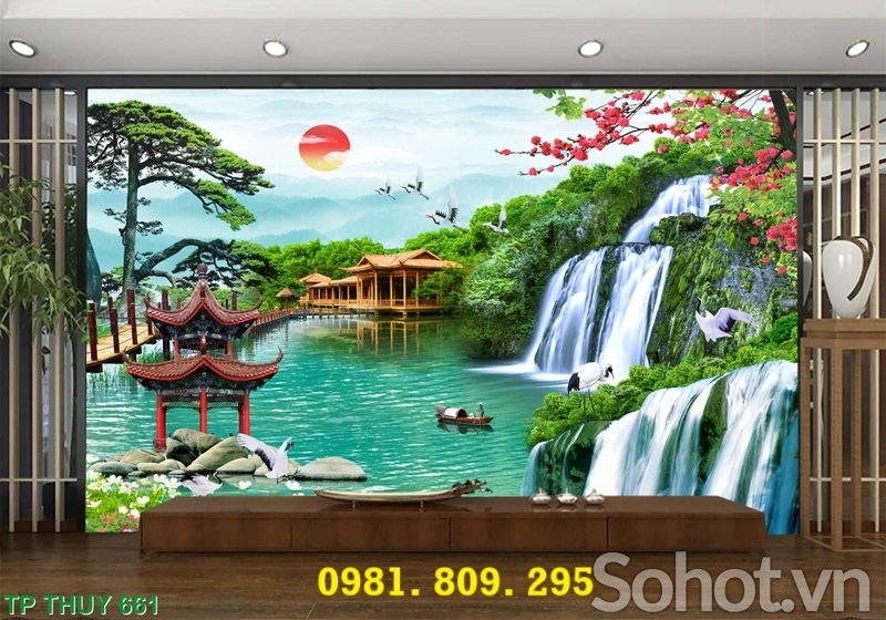 Tranh gạch ốp tường phòng khách JSH709