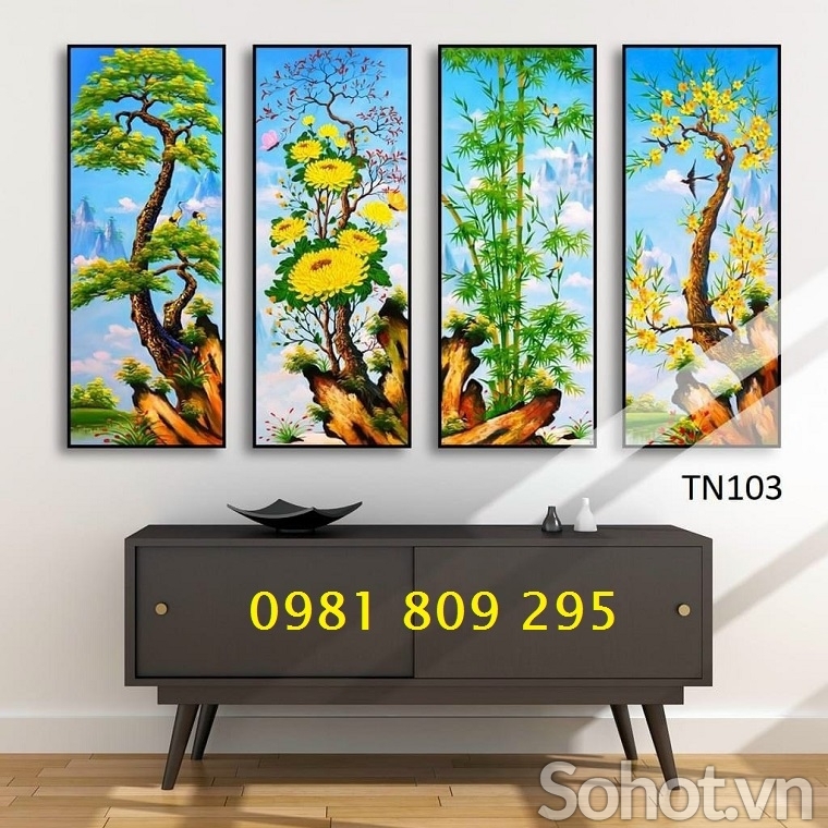 Tranh tứ quý , tranh gạch trang trí mới 3d