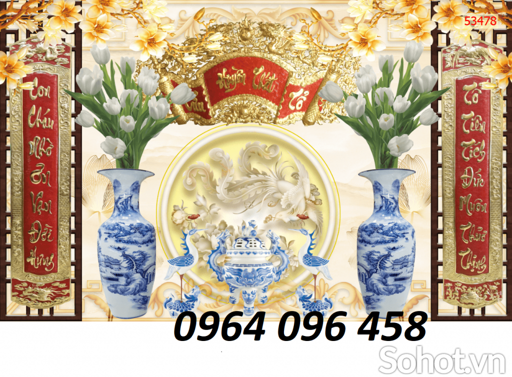 Tranh gạch 3d ốp tường phong thờ - 767C