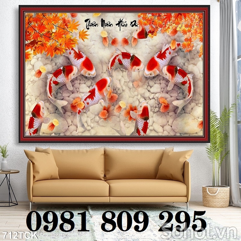 Tranh cá chép - gạch tranh 3d phong thủy
