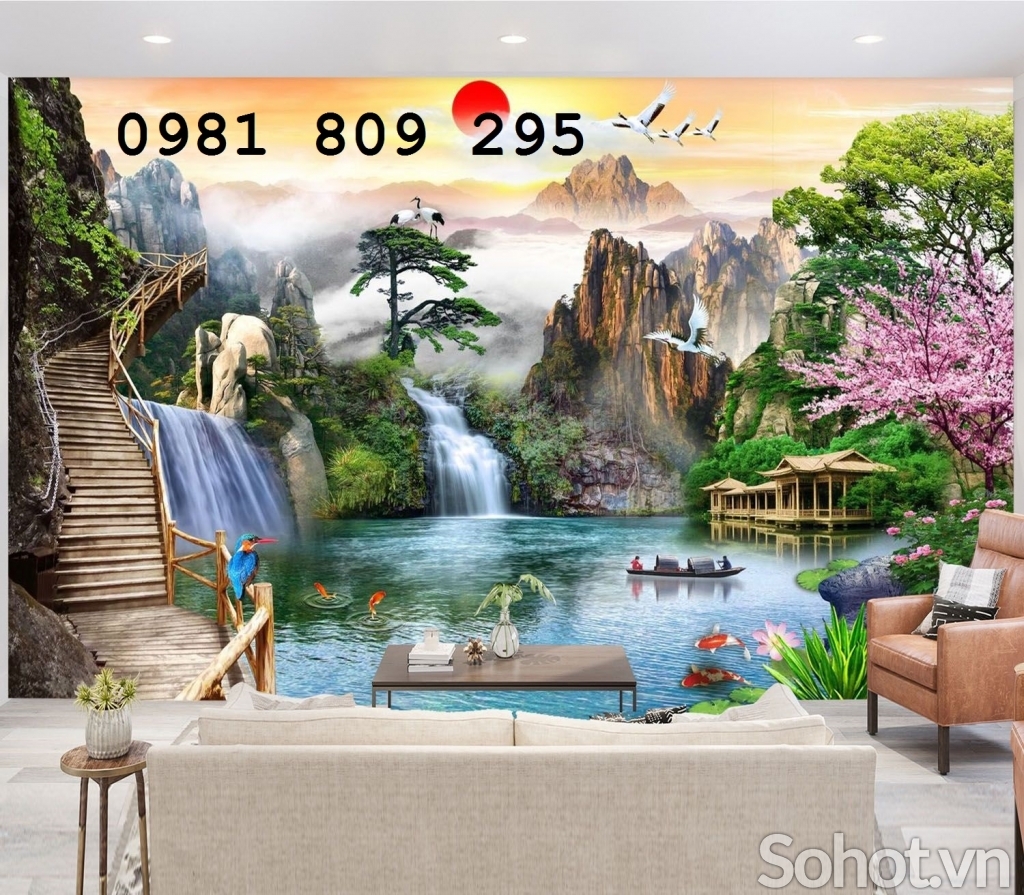 Tranh 3d - gạch tranh 3d ốp tường phòng khách JP422