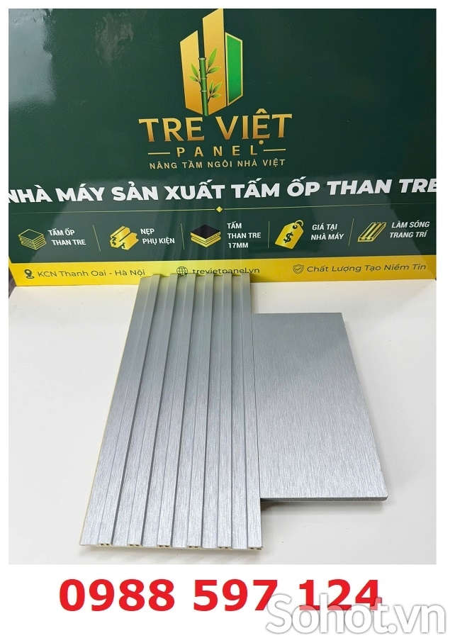 Ốp tường tấm ốp than tre kèm lam sóng
