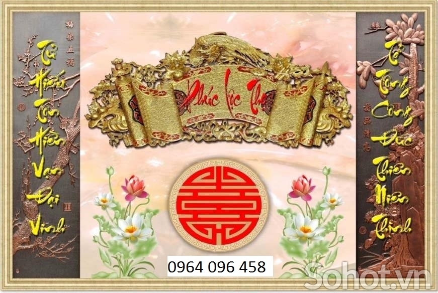 Tranh gạch 3d câu đối phòng thờ - 54CN