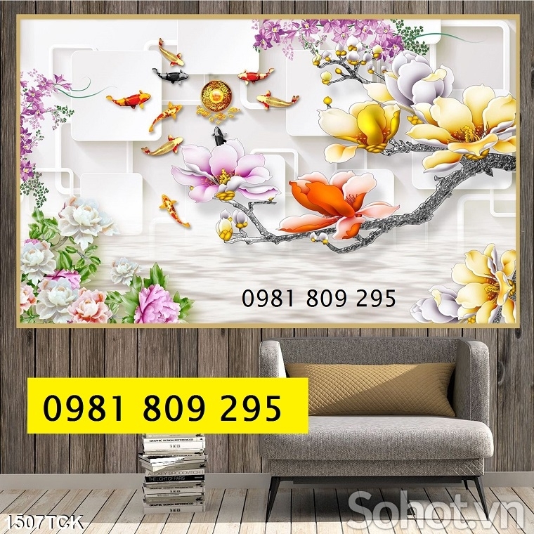 Tranh gạch men hoa mẫu đơn đẹp JP362558