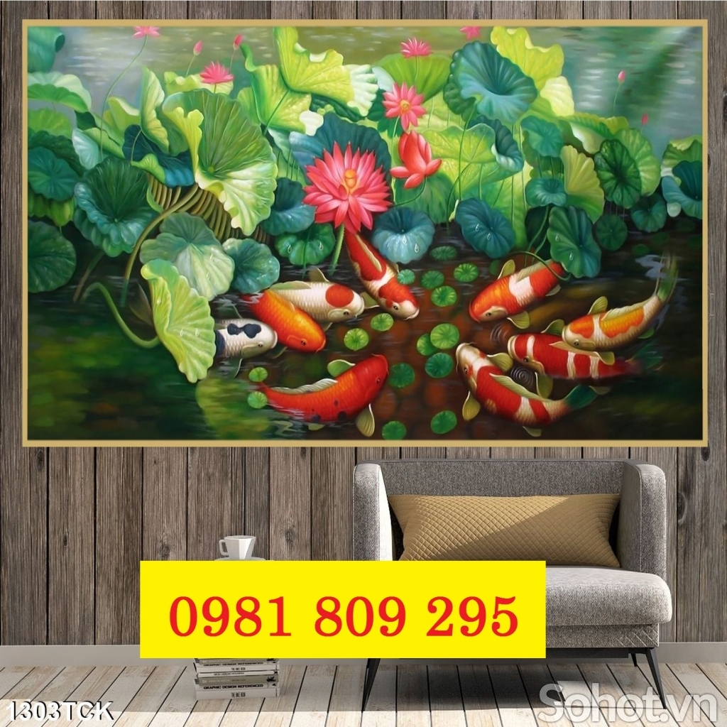 Gạch tranh cá chép vàng HP9734