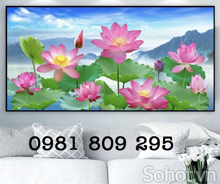 Gạch tranh trang trí tường hoa sen HG3424