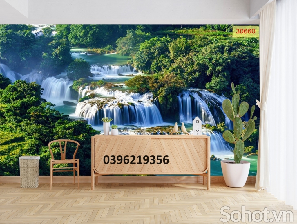 Tranh gạch 3D thác nước đẹp