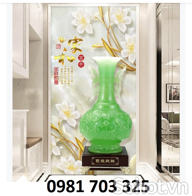 Tranh gạch 3d hoa khổ dọc