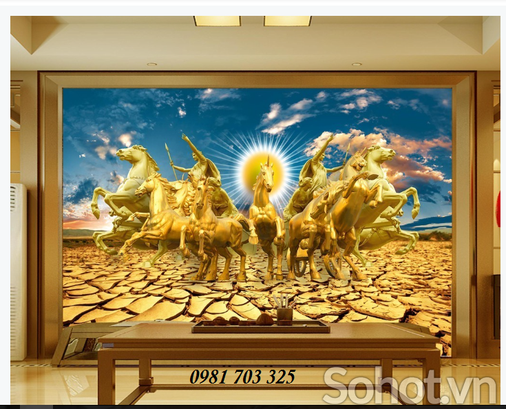 Tranh ngựa 3D- gạch men 3D phong thủy ốp tường
