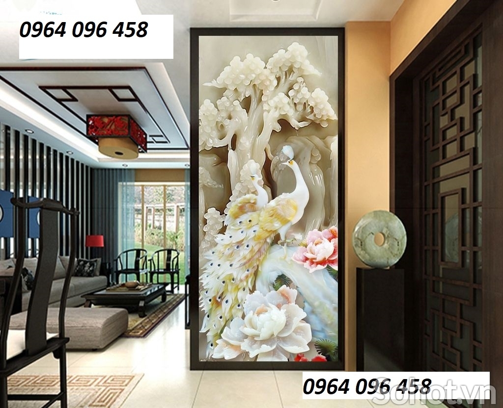 tranh 3d - tranh gạch 3d phong thủy phòng khách - MN83