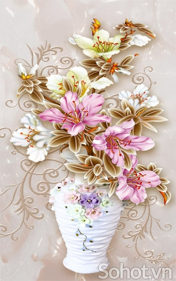 Tranh họa tiết bình hoa