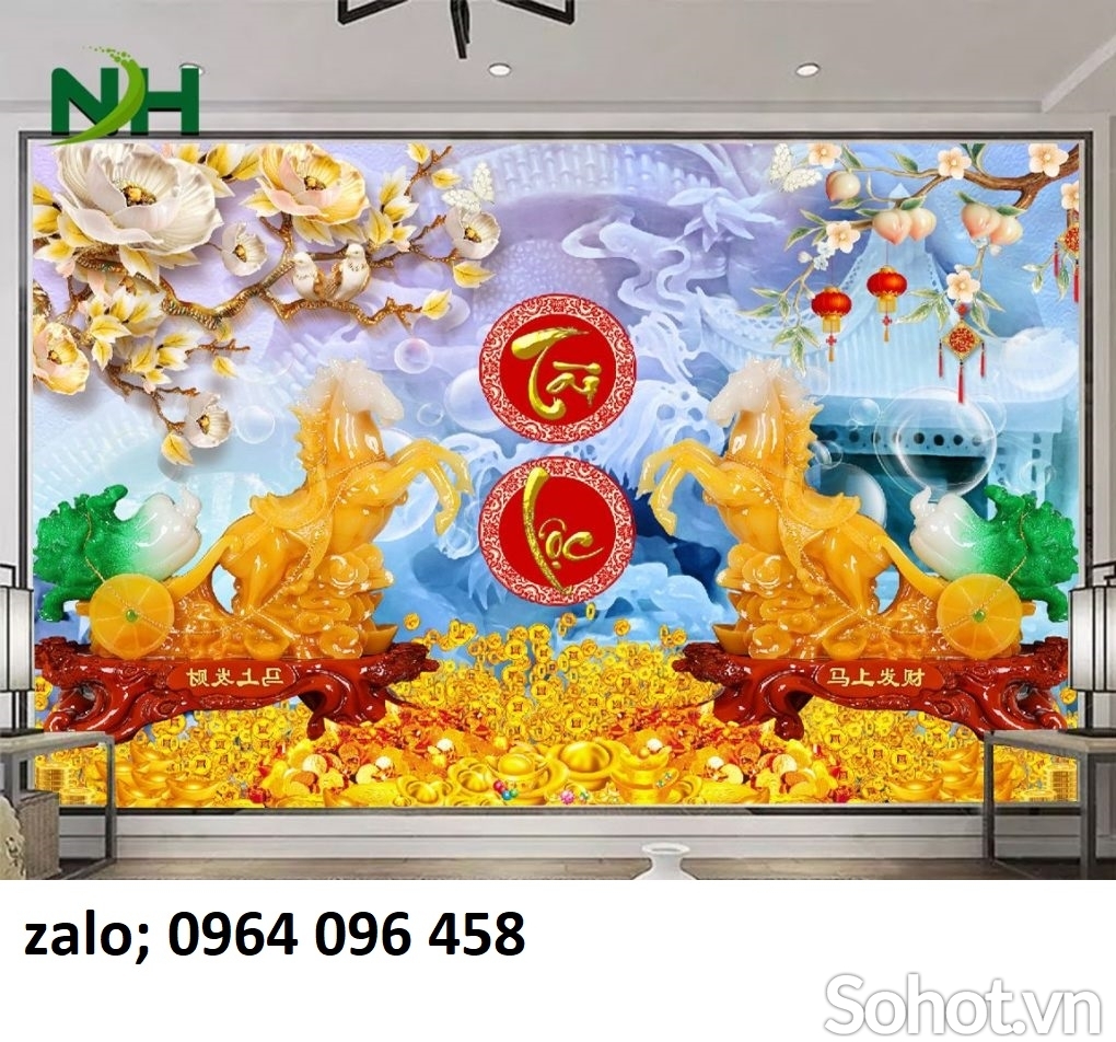 Tranh gạch men 3d ốp tường phòng khách - CVN955