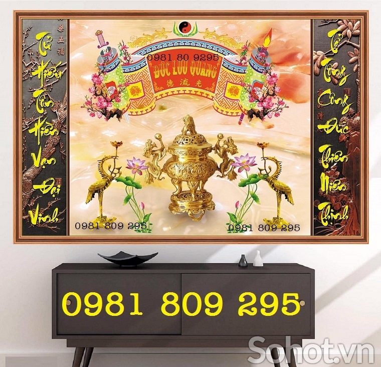 Tranh gạch - gạch 3d chim hạc ban thờ