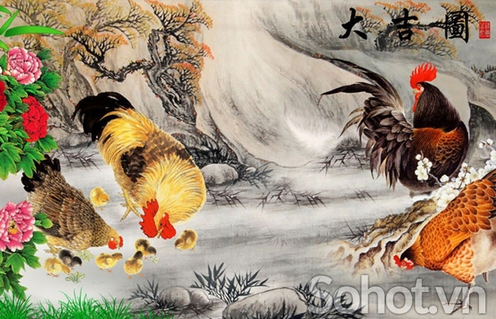 Tranh gạch 3d con gà trống - 6887V