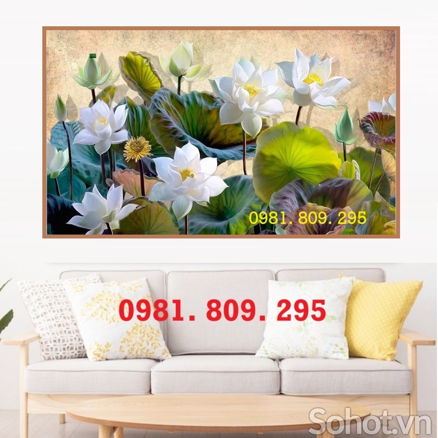 Tranh hoa sen , gạch ốp tường trang trí