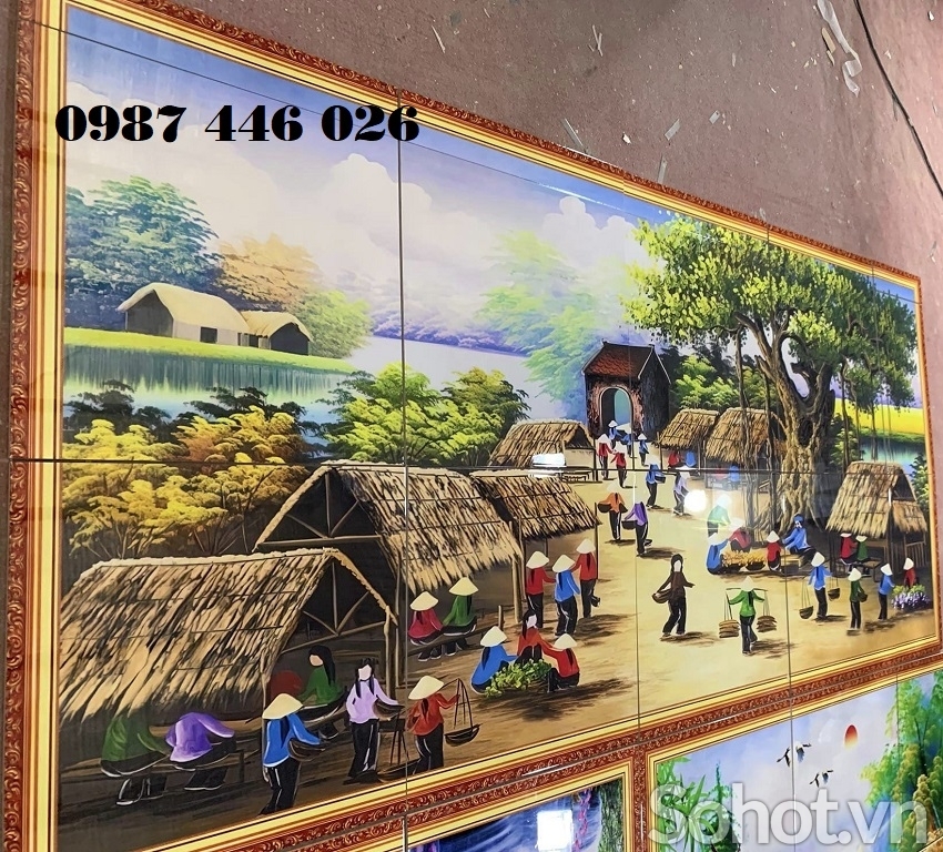 Gạch tranh phong cảnh làng quê