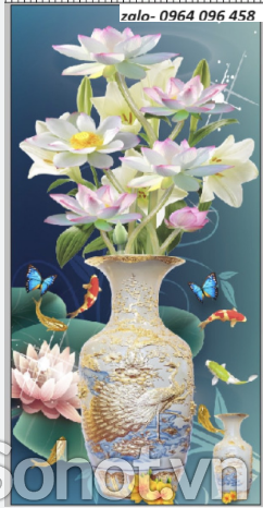 Tranh gạch 3d bình hoa sứ ngọc - CXV44