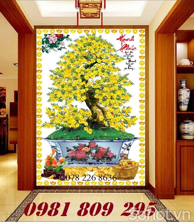 Tranh gạch cây mai vàng Hp7654
