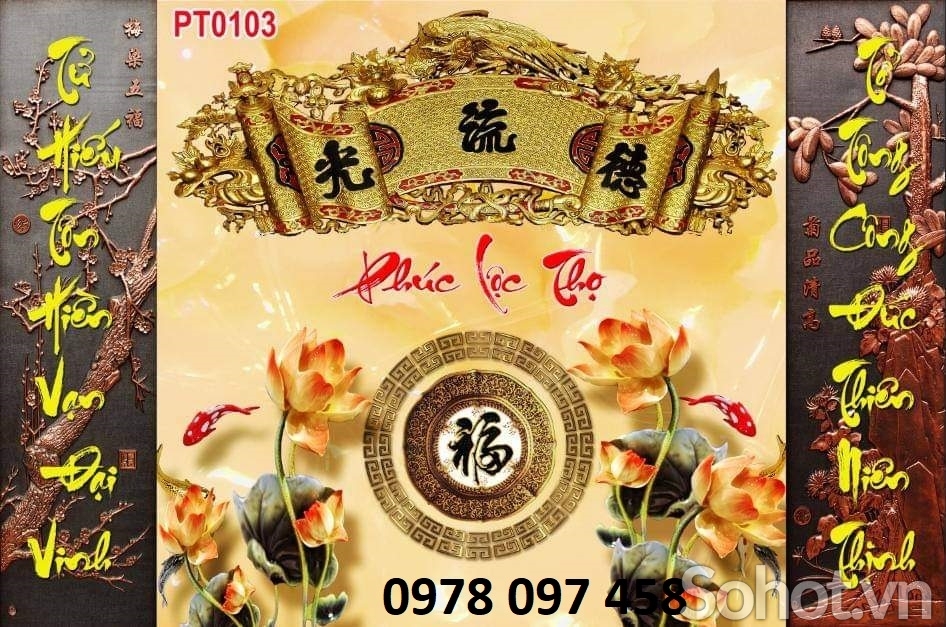 Gạch tranh 3D - phòng thờ gia tiên