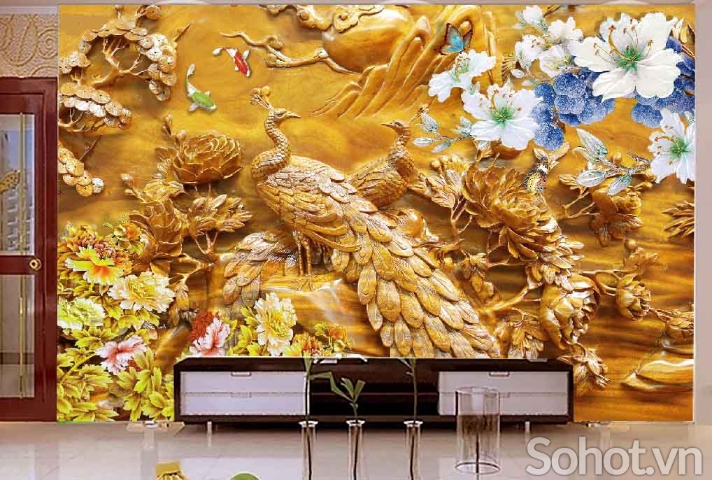 Tranh gạch 3d phong thủy phòng khách - JHF4