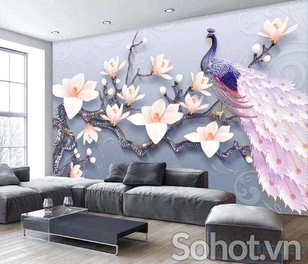 Tranh gạch 3d ốp tường tranh chim công - SCXV44