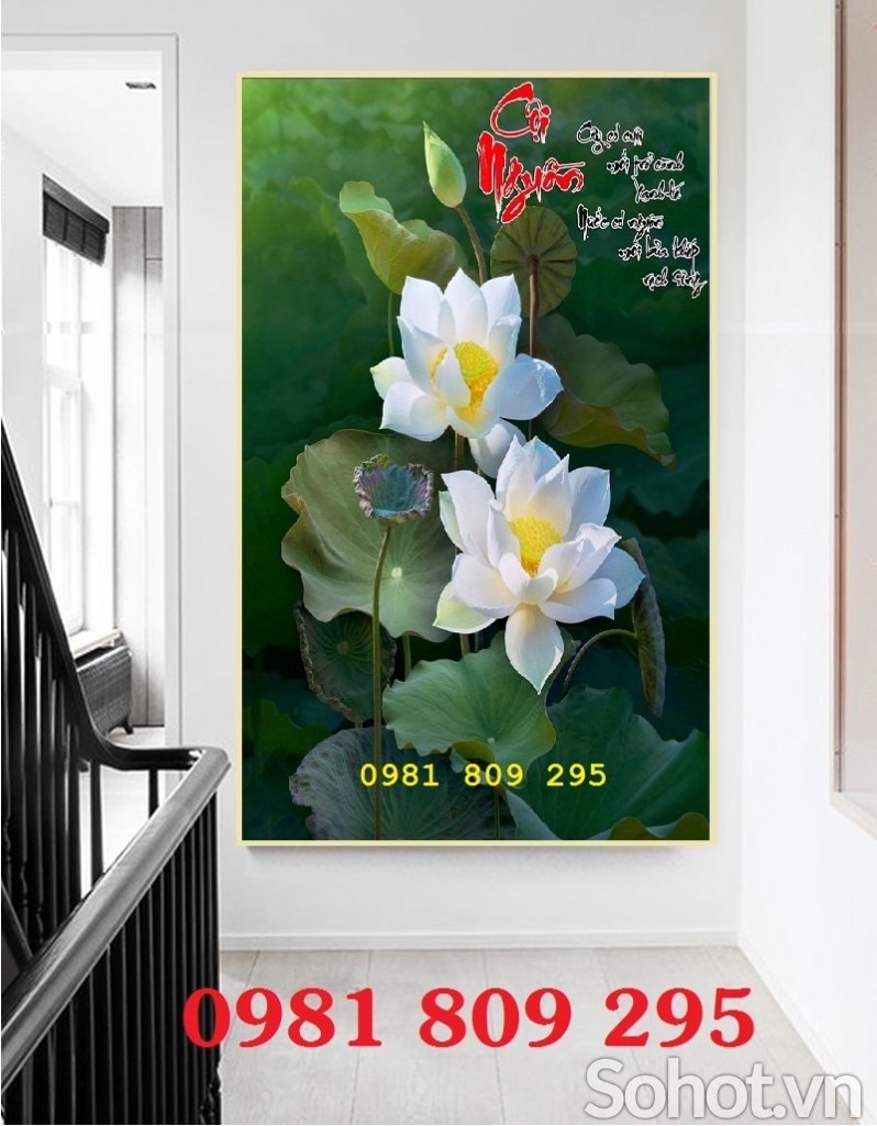 Gạch 3d hoa sen trang trí