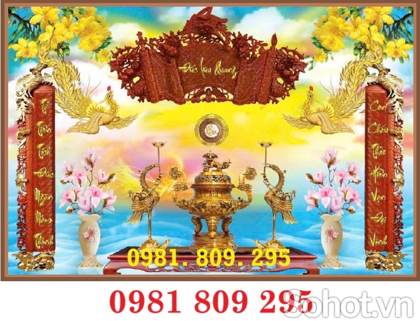 Tranh gạch 3d phúc lộc thọ ban thờ HS18181