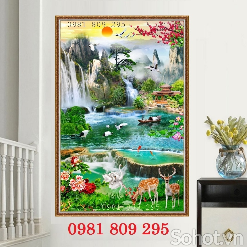 Gạch ốp tường 3d thác nước khổ dọc