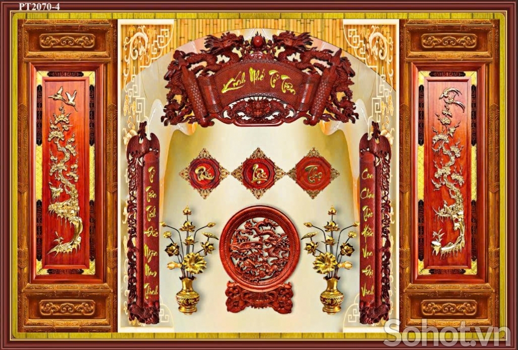 Phòng thơ gia tiên - gạch tranh 3D