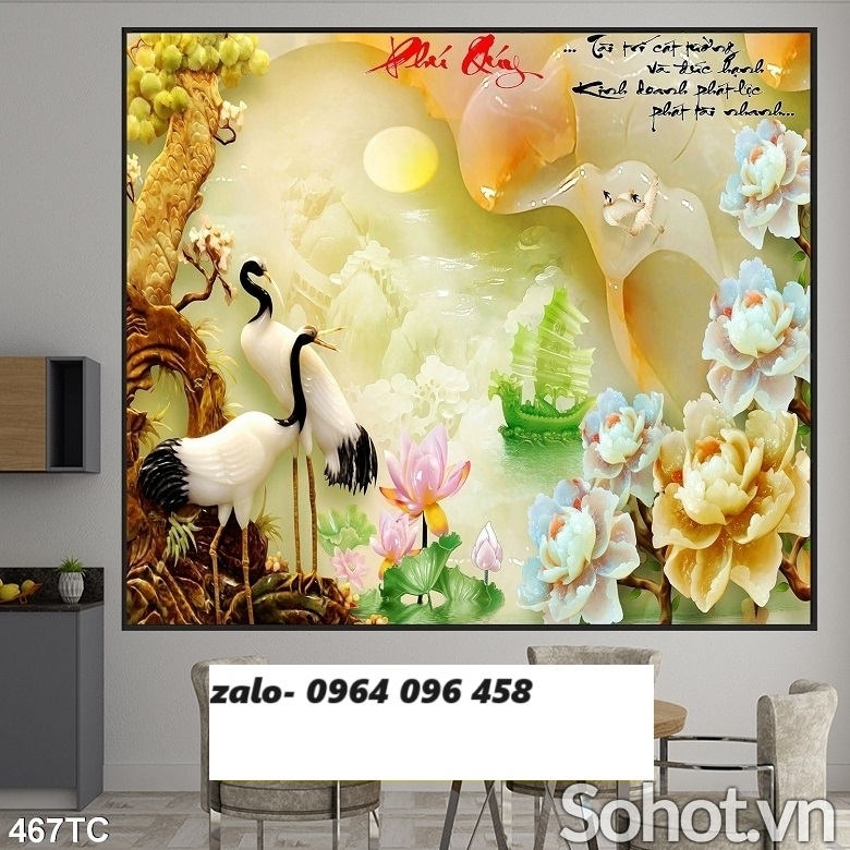 Tranh gạch 3d trang trí phòng khách đẹp - sang trọng - XX433