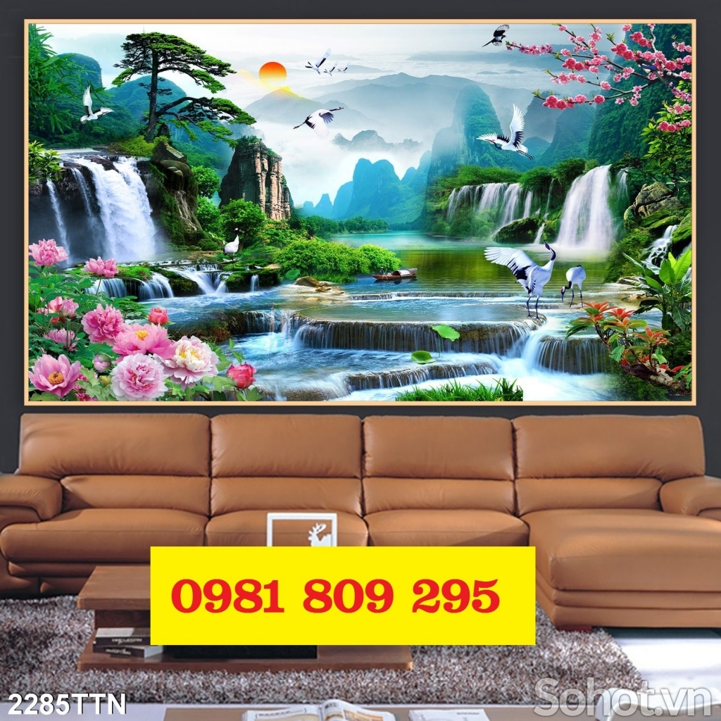 Gạch tranh phong cảnh thác nước hữu tình HP81245
