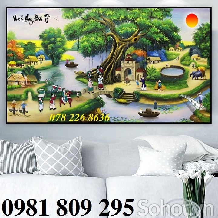Tranh gạch làng quê , gạch 3d HN838