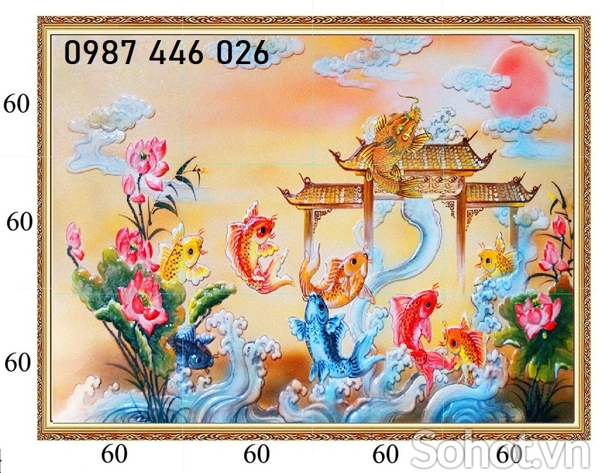 Gạch tranh cá chép HP972