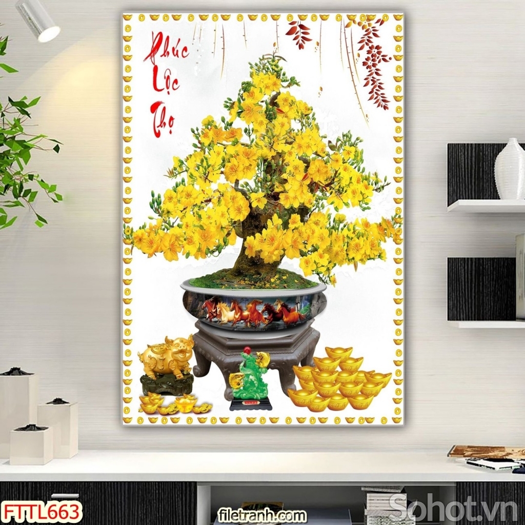 Tranh gạch 3d trang trí Hoa Mai