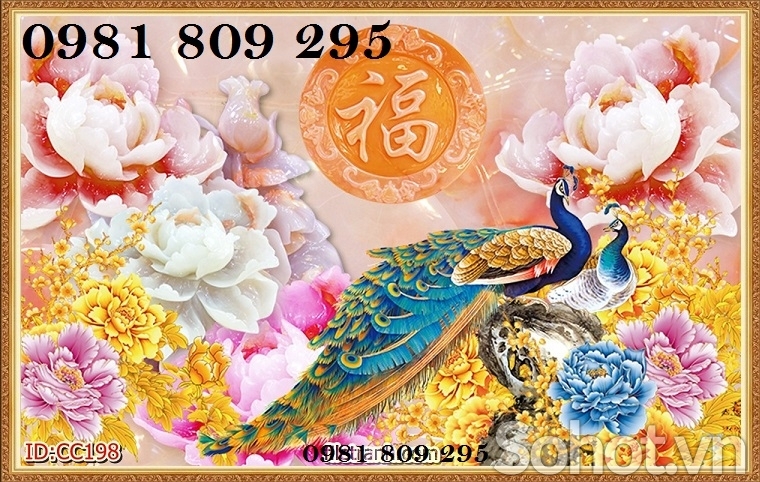 Tranh gạch 3d chim công đẹp