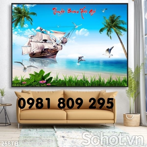 Gạch tranh 3d - thuyền buồm , tranh ốp phòng khách