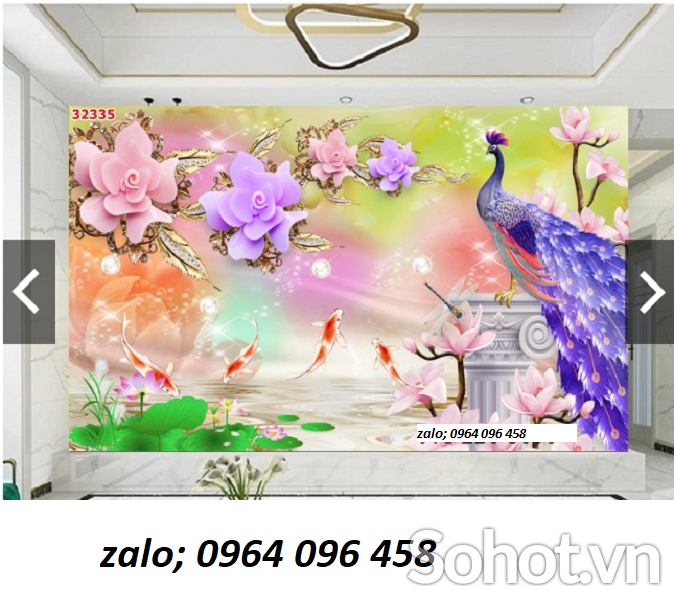 Tranh gạch 3d ốp tường tranh chim công - VBB76
