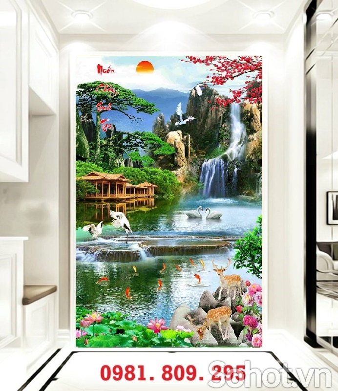 Tranh gạch phong cảnh ngôi nhà khổ dọc