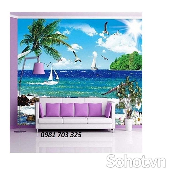Tranh gạch 3D bãi biển đẹp