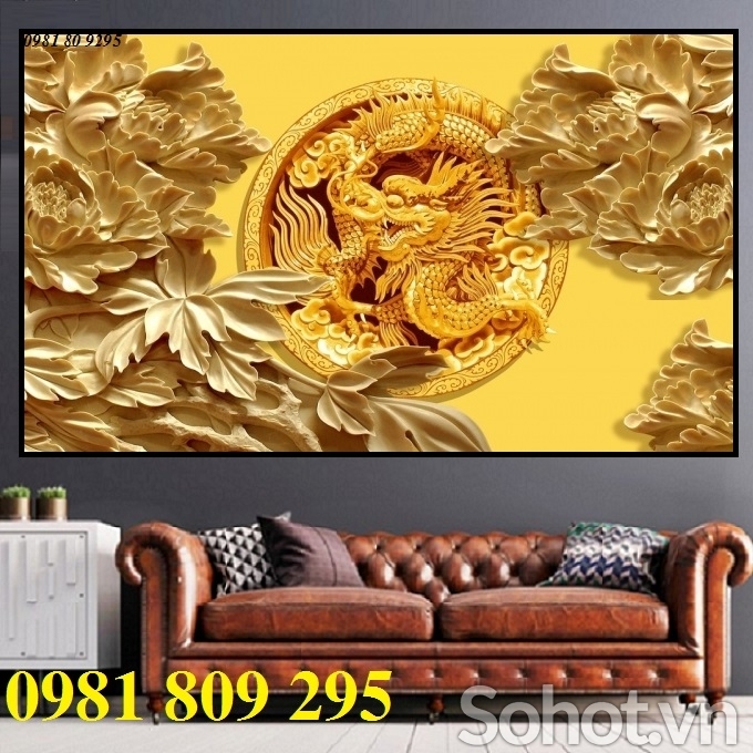 tranh gạch 3d rồng ốp phòng thờ