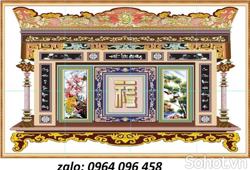 Tranh gạch 3d trang trí phòng thờ - HBBV44