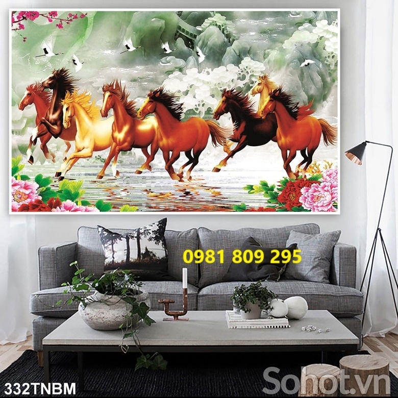Tranh gạch men ngựa , gạch tranh 3d phòng khách