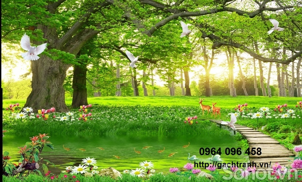 Tranh rừng cây - tranh gạch 3d rừng cây - CXX3