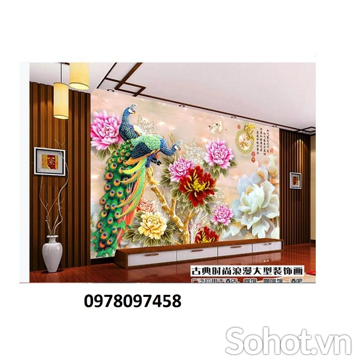 Tranh gạch - tranh chim công