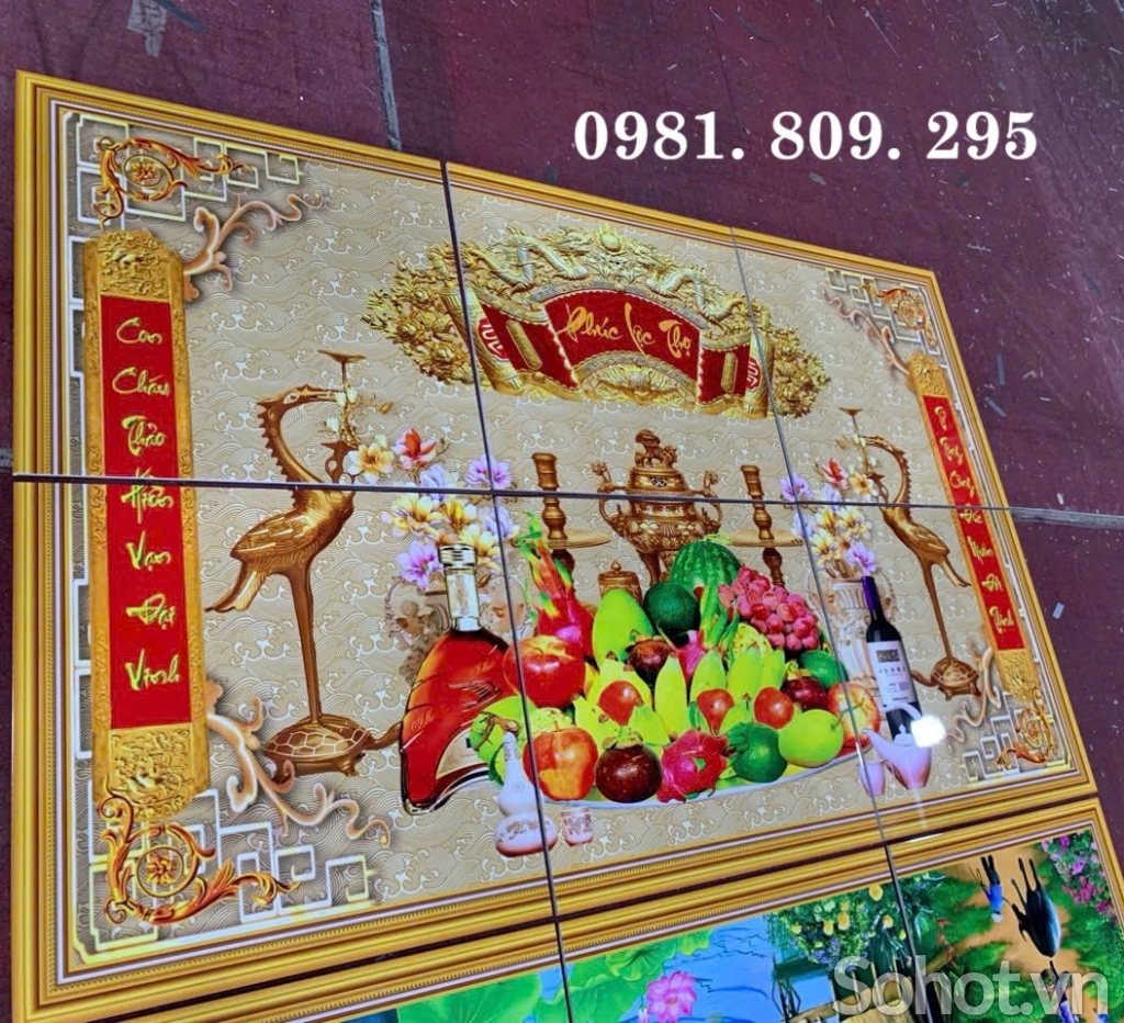 Tranh phòng thờ , gạch tranh 3d câu đối