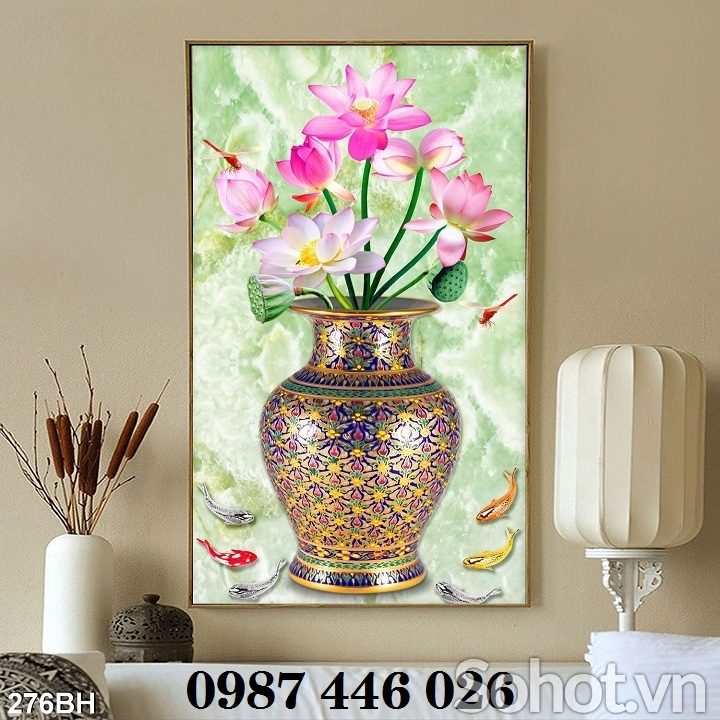 Gạch tranh bình hoa lục bình HP72