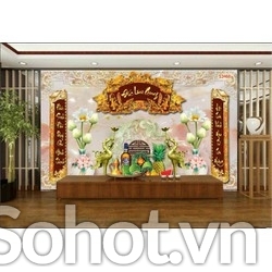 Tranh gạch 3d câu đối phòng thờ - 54CN