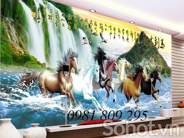 tranh gạch 3d - mã đáo phong thủy ốp tường