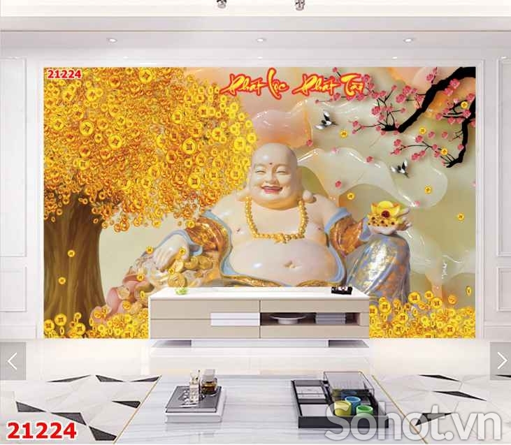 tranh 3d cây kim tiền phong thủy - gạch tranh 3d ốp tường - SKG32