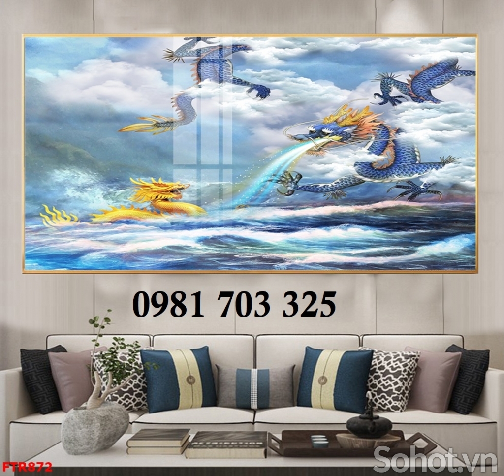 Tranh 3D rồng phượng, tranh gạch men phong thủy
